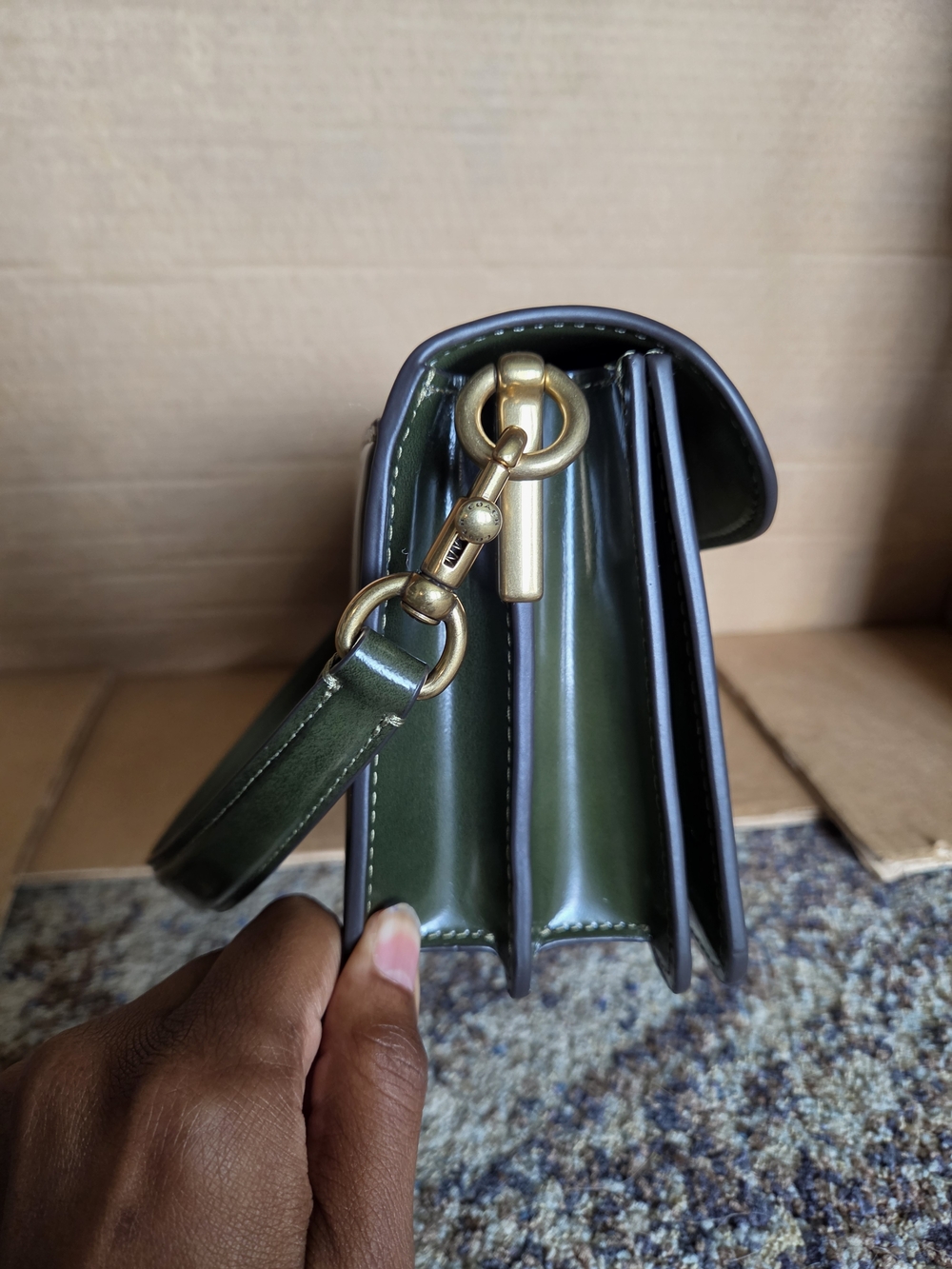 Coach Olive Green Spazzolato Leather Tabby 26 Shoulder Bag with Brass Hardware - Picture 7 of 16